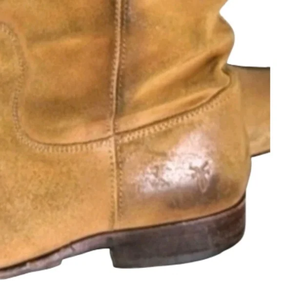 FRYE Melissa Button Distress Tan Brown Leather Ride Pull On Boot Equestrian 9.5 - Picture 15 of 16